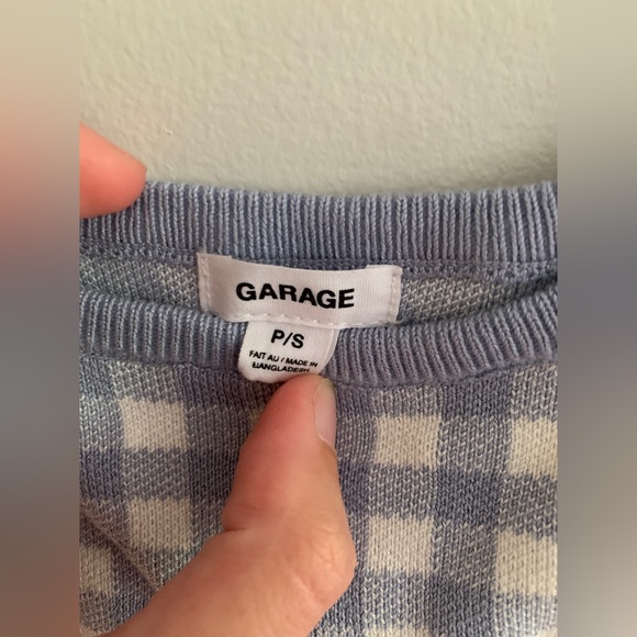 Garage Plaid Picnic Checker Top Blue and White - Picture 2 of 2